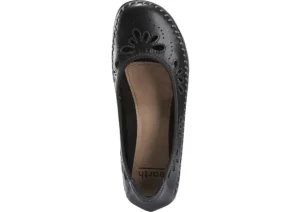 Earth Alder Azza Black Perforated Leather Ballet Flat | Women Women's Casual