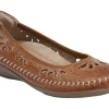 Earth Alder Azza Sand Brown Perforated Leather Ballet Flat | Women Women's Casual