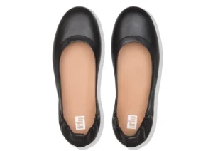 Fit Flop Allegro Black Leather Ballet Flat | Women Women's Dress Casual