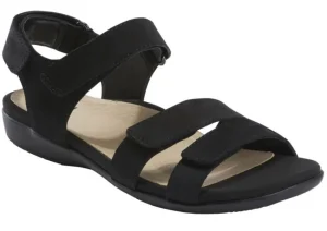 Earth Amal Black Leather Adjustable Strappy Sandal | Women Women's Sandal