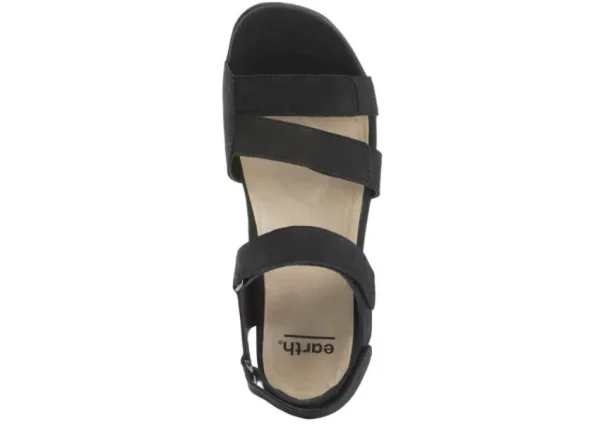 Earth Amal Black Leather Adjustable Strappy Sandal | Women Women's Sandal