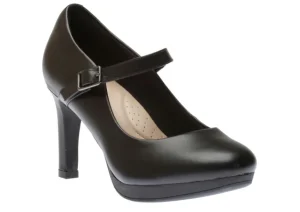 Clarks Ambyr Shine Black Leather Mary Jane Heel Pump | Women Women's Dress