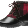 Wanderlust Amelia Black Red Flannel Lace-Up Boot | Women Women's Boot