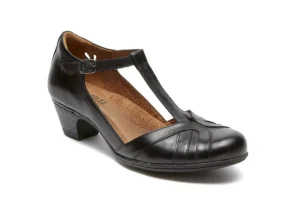 Cobb Hill Angelina Black T-Strap Low Heel | Women Women's Dress Casual