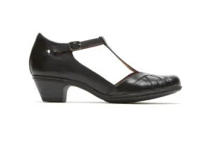 Cobb Hill Angelina Black T-Strap Low Heel | Women Women's Dress Casual