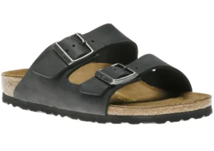 Birkenstock Arizona Black Oiled Leather Slide Sandal | Women Unisex Sandal | Men's Sandal