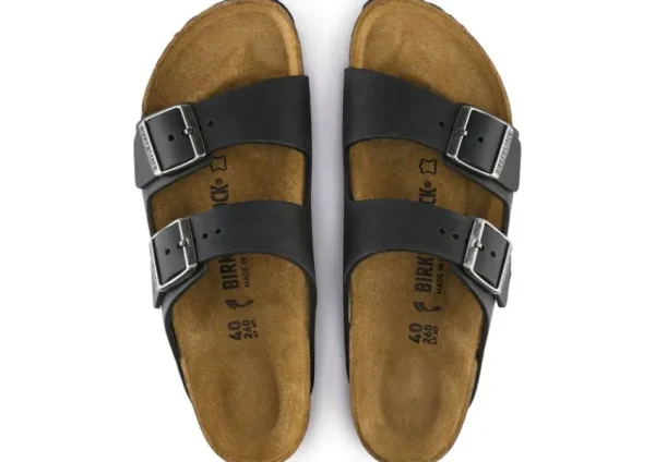 Birkenstock Arizona Black Oiled Leather Slide Sandal | Women Unisex Sandal | Men's Sandal