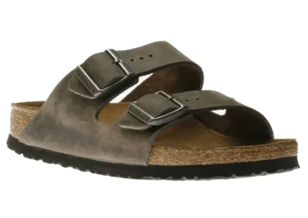 Birkenstock Arizona Soft Footbed Iron Grey Oiled Leather Slide Sandal | Women Unisex Sandal | Men's Slide