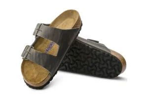 Birkenstock Arizona Soft Footbed Iron Grey Oiled Leather Slide Sandal | Women Unisex Sandal | Men's Slide