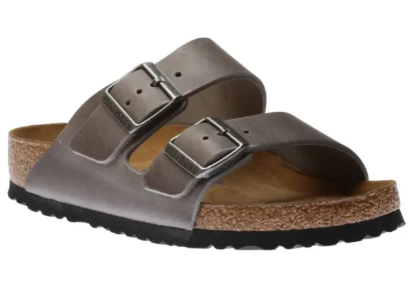 Birkenstock Arizona Soft Footbed Iron Grey Oiled Leather Slide Sandal | Women Unisex Sandal | Men's Slide