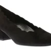 Gabor 92.221.47 Black Suede Leather Scalloped Block Heel | Women Women's Dress