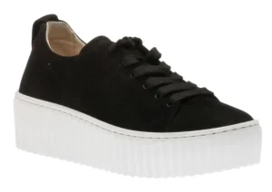 Gabor 93.201.17 Black Suede Platform Lace-Up Sneaker | Women Women's Walking | Women's Casual