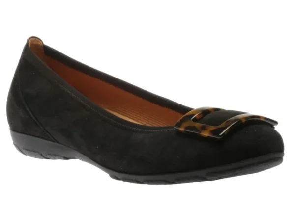 Gabor 54.164.37 Black Tortoise Buckle Ballet Flat | Women Women's Dress Casual