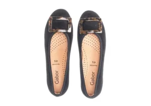 Gabor 54.164.37 Black Tortoise Buckle Ballet Flat | Women Women's Dress Casual