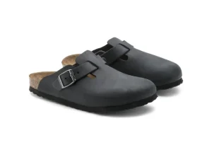 Birkenstock Boston Black Oiled Leather Clog | Women Men's Slipper | Men's Clog