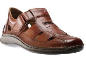 Rieker Clarino Brown Leather Fisherman Sandal | Men's Casual