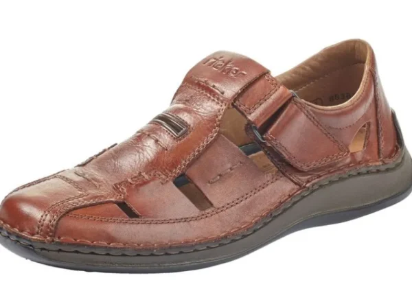 Rieker Clarino Brown Leather Fisherman Sandal | Men's Casual