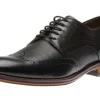 Johnston & Murphy Conard Black Leather Embossed Wingtip Derby Shoe | Men's Dress