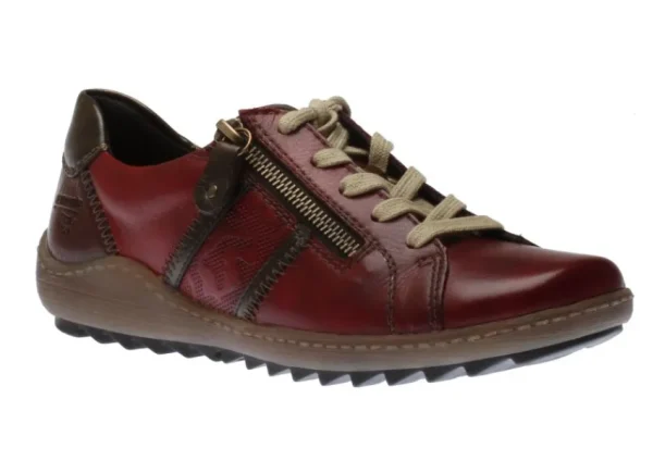 Remonte Cristallino Wine Leather Lace-Up Sneaker | Women Women's Walking | Women's Casual