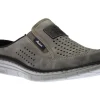 Rieker Dollaro Grey Perforated Athletic Slip-On Mule | Men's Clog