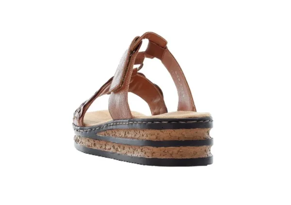 Rieker Eagle Brown Embossed Wedge Slide Sandal | Women Women's Slide | Women's Sandal