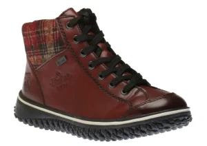 Rieker Eagle Wine Tartan Lace-Up Ankle Boot | Women Women's Walking | Women's Casual