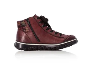 Rieker Eagle Wine Tartan Lace-Up Ankle Boot | Women Women's Walking | Women's Casual