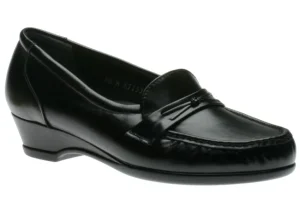 SAS Shoes Easier Black Leather Slip On Wedge Loafer | Women Women's Casual