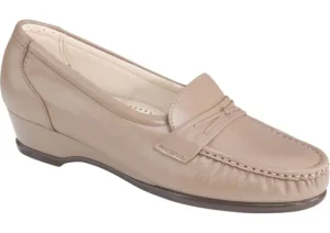 SAS Shoes Easier Mocha Leather Slip On Wedge Loafer | Women Women's Casual