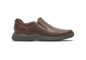 Rockport Edge Hill 2 Brown Leather Double Gore Slip-On Casual Dress Shoe | Men's Dress Casual | Men's Casual