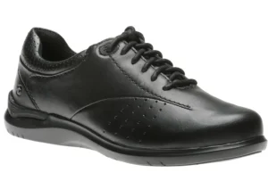 Aravon Farren Black Leather Lace-Up Sneaker | Women Women's Walking