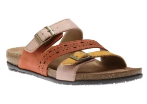 Earth Felix Amber Yellow Multicolour Perforated Strappy Slide Sandal | Women Women's Slide | Women's Sandal