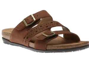 Earth Felix Bark Brown Perforated Strappy Slide Sandal | Women Women's Slide | Women's Sandal