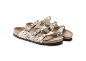 Birkenstock Florida Vegan Birko-Flor Printed Mocha Slide Sandal | Women Women's Slide | Women's Sandal