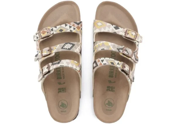 Birkenstock Florida Vegan Birko-Flor Printed Mocha Slide Sandal | Women Women's Slide | Women's Sandal