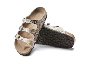 Birkenstock Florida Vegan Birko-Flor Printed Mocha Slide Sandal | Women Women's Slide | Women's Sandal