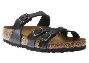 Birkenstock Franca Black Oiled Leather Slide Sandal | Women Women's Slide | Women's Sandal