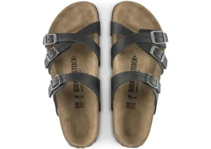 Birkenstock Franca Black Oiled Leather Slide Sandal | Women Women's Slide | Women's Sandal