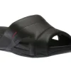 Fit Flop Freeway Black Leather Pool Slide Sandal | Men's Slipper | Men's Slide