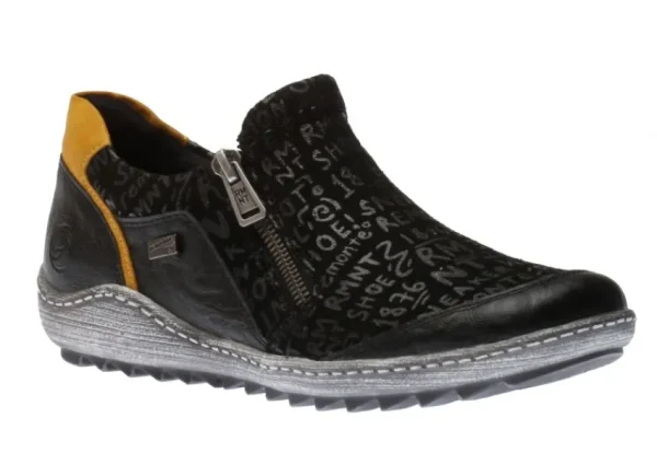 Remonte Gargano Black Yellow Print Zipper Sneaker | Women Women's Walking | Women's Casual