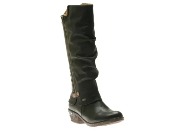 Rieker Genf Black Ruched Tall Winter Boot | Women Women's Boot