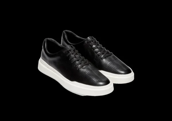 Cole Haan GrandPru00f8 Rally Laser Cut Black Leather Lace-Up Sneaker | Men's Walking | Men's Dress Casual