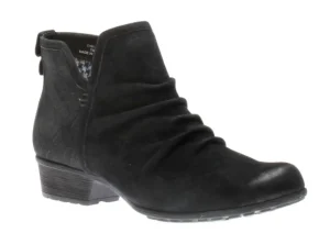 Rockport Gratasha 2 Panel Black Ruched Leather Ankle Boot | Women Women's Dress Boot | Women's Casual