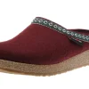 Haflinger Grizzly Franzl Red Wool Felt Patterned Trim Clog | Women Women's Clog