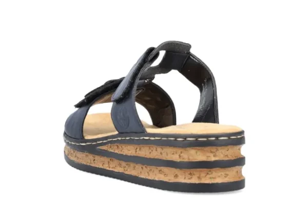 Rieker Gurgano Navy Embossed Wedge Slide Sandal | Women Women's Slide | Women's Sandal