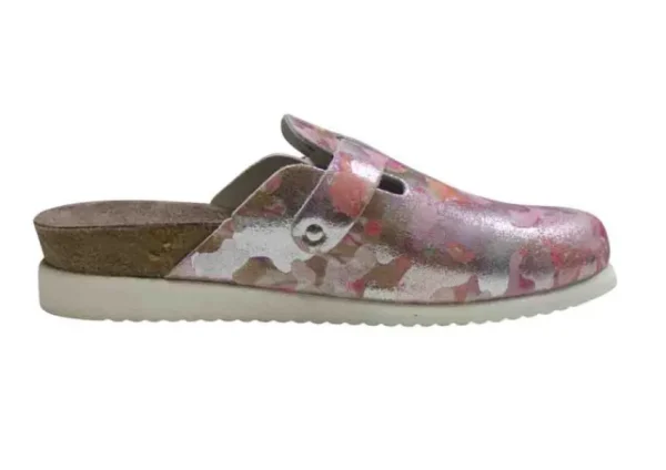 Mephisto Halina Pink Silver Leather Clog | Women Women's Clog