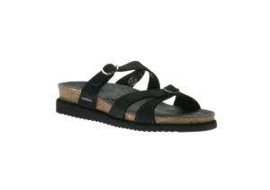 Mephisto Hannel Black Nubuck Leather Slide Sandal | Women Women's Slide