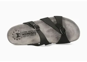 Mephisto Hannel Black Nubuck Leather Slide Sandal | Women Women's Slide