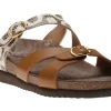 Mephisto Hannel Copacabana Camel Waxy Leather Slide Sandal | Women Women's Slide