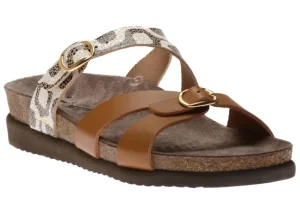 Mephisto Hannel Copacabana Camel Waxy Leather Slide Sandal | Women Women's Slide